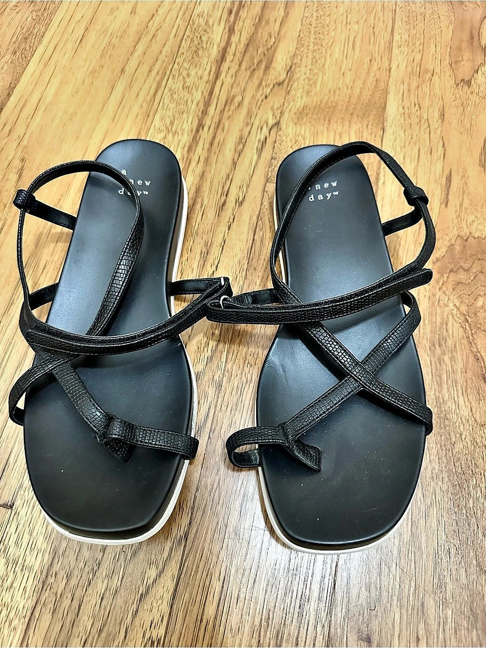 A New Day Strappy Sandals in Black & White US 9